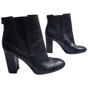 Sam Edelman Womens Case Block Heel Pull On Booties Black Leather Size 9.5M